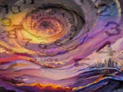 apocalypse art abstract with a clockface