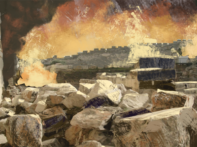 Biblical Art of large stones from Jerusalem