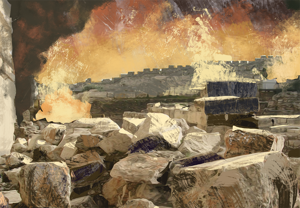 Biblical Art of large stones from Jerusalem