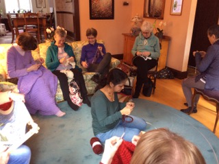 ladies gathered knitting