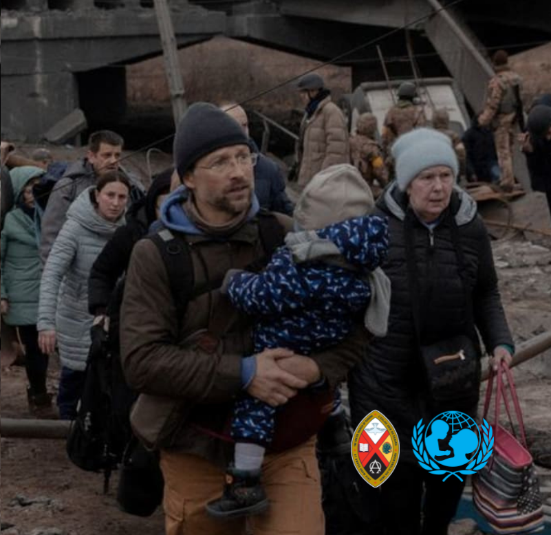 Ukrainiam people fleeing war