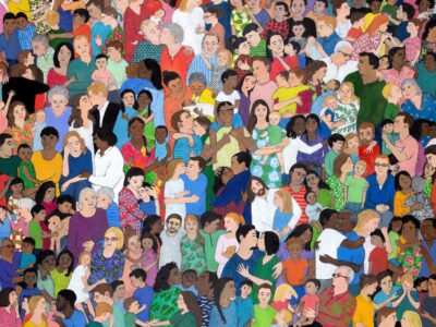 artwork of many people title Love One Another