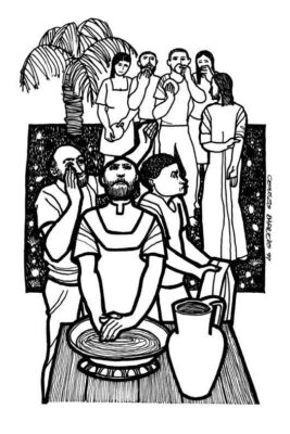 JEsus and disciples black and white drawing