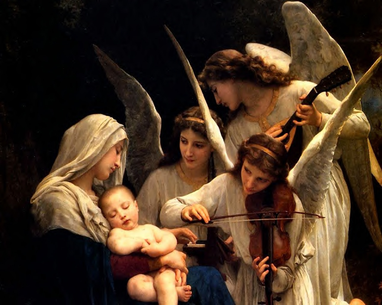 musical angels with mary and jesus