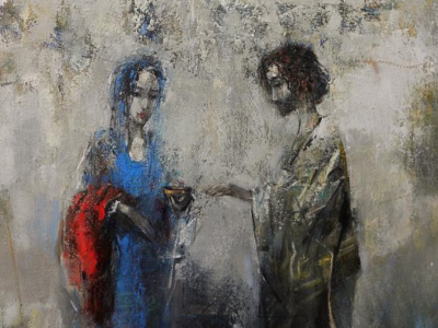 art woman and jesus at the well