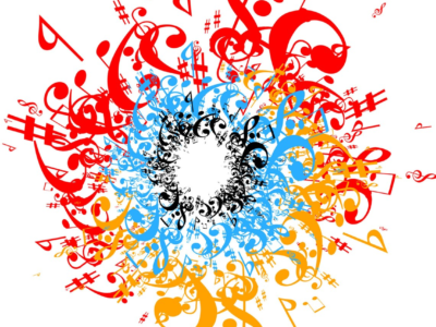 music notes colorful circle