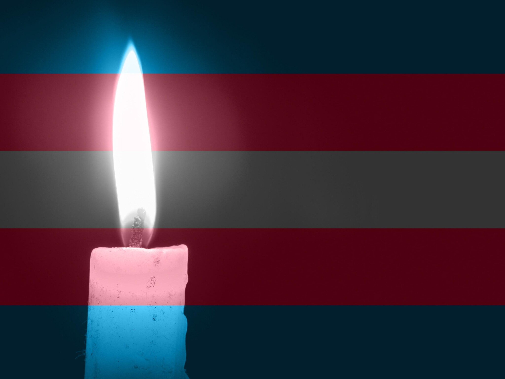 trans flag candle