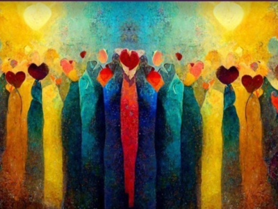 Vivid Color drawing people with heart faces