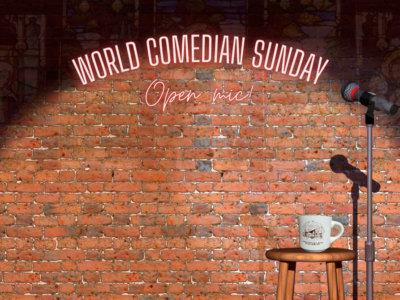 brick wall with microphone on stage