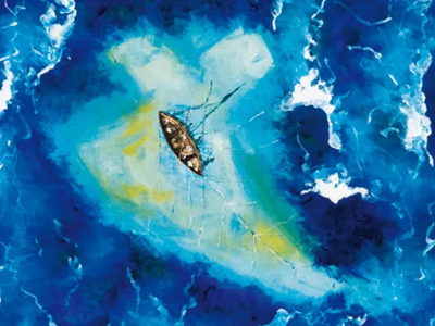 Jesus in a boat with his disciples - artwork