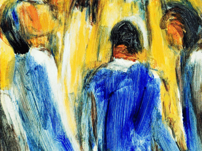 Royal Blue and Yellow Artwork The Apostles praying