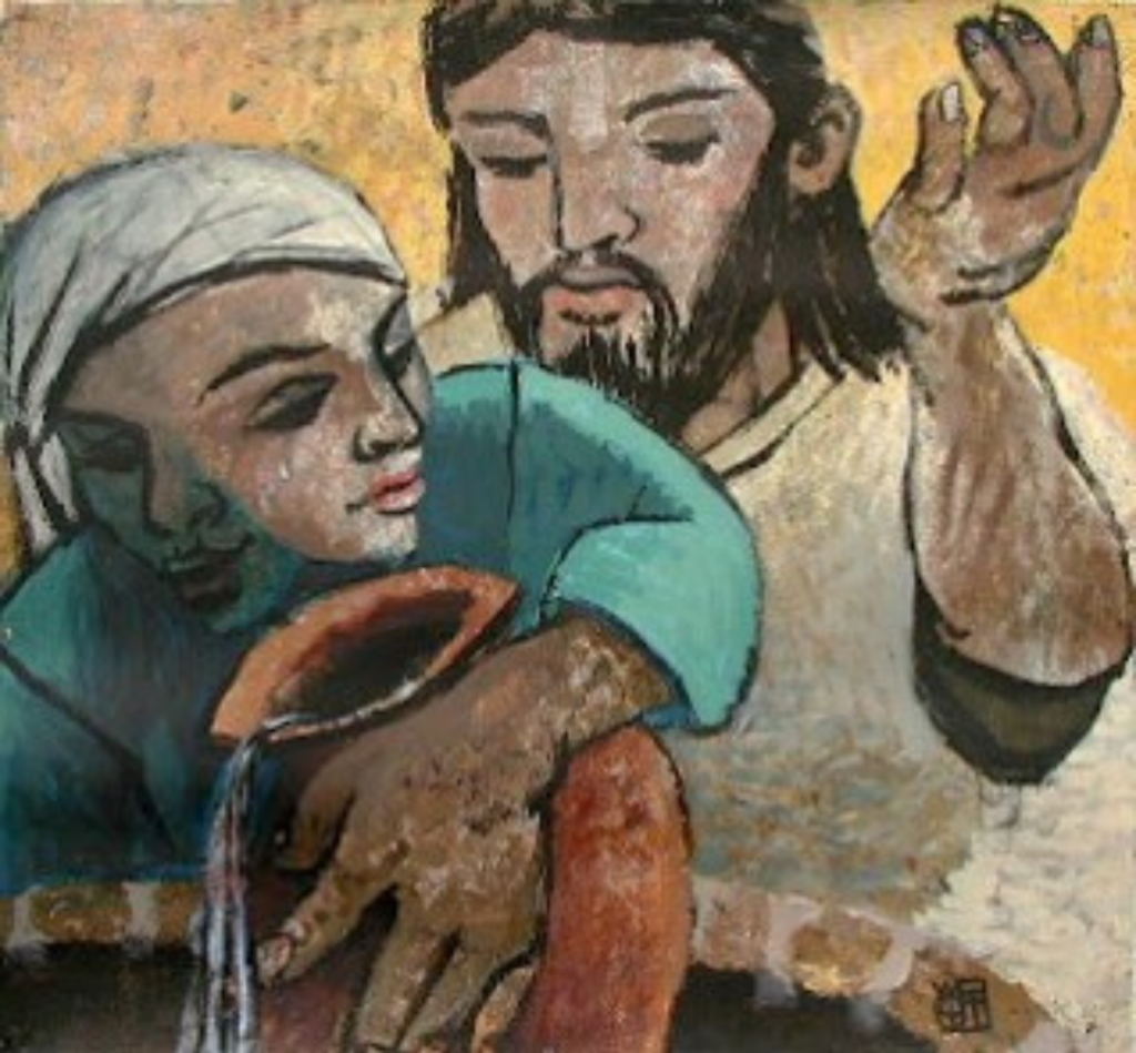 Jesus and the woman at the well artwork