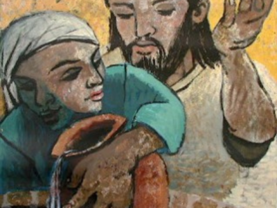 Jesus and the woman at the well artwork